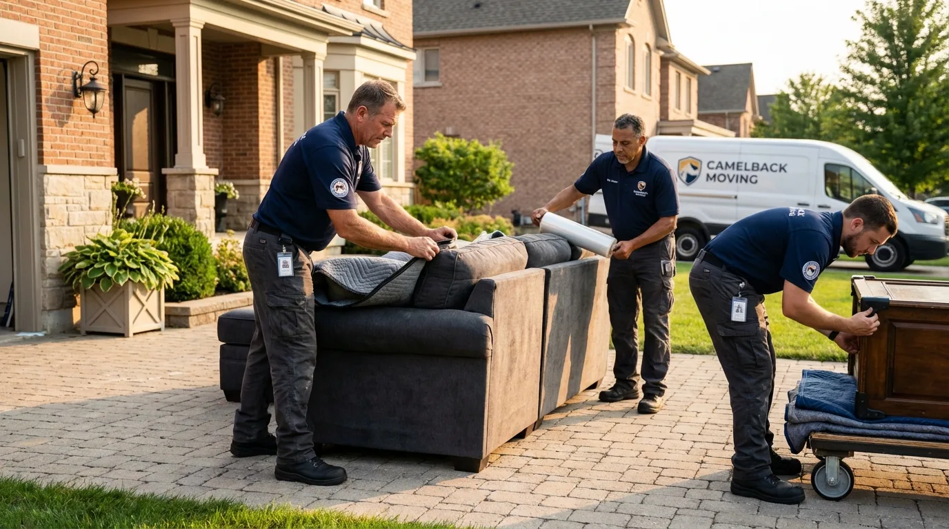 Large estate moving crew wrapping furniture in Union, ME